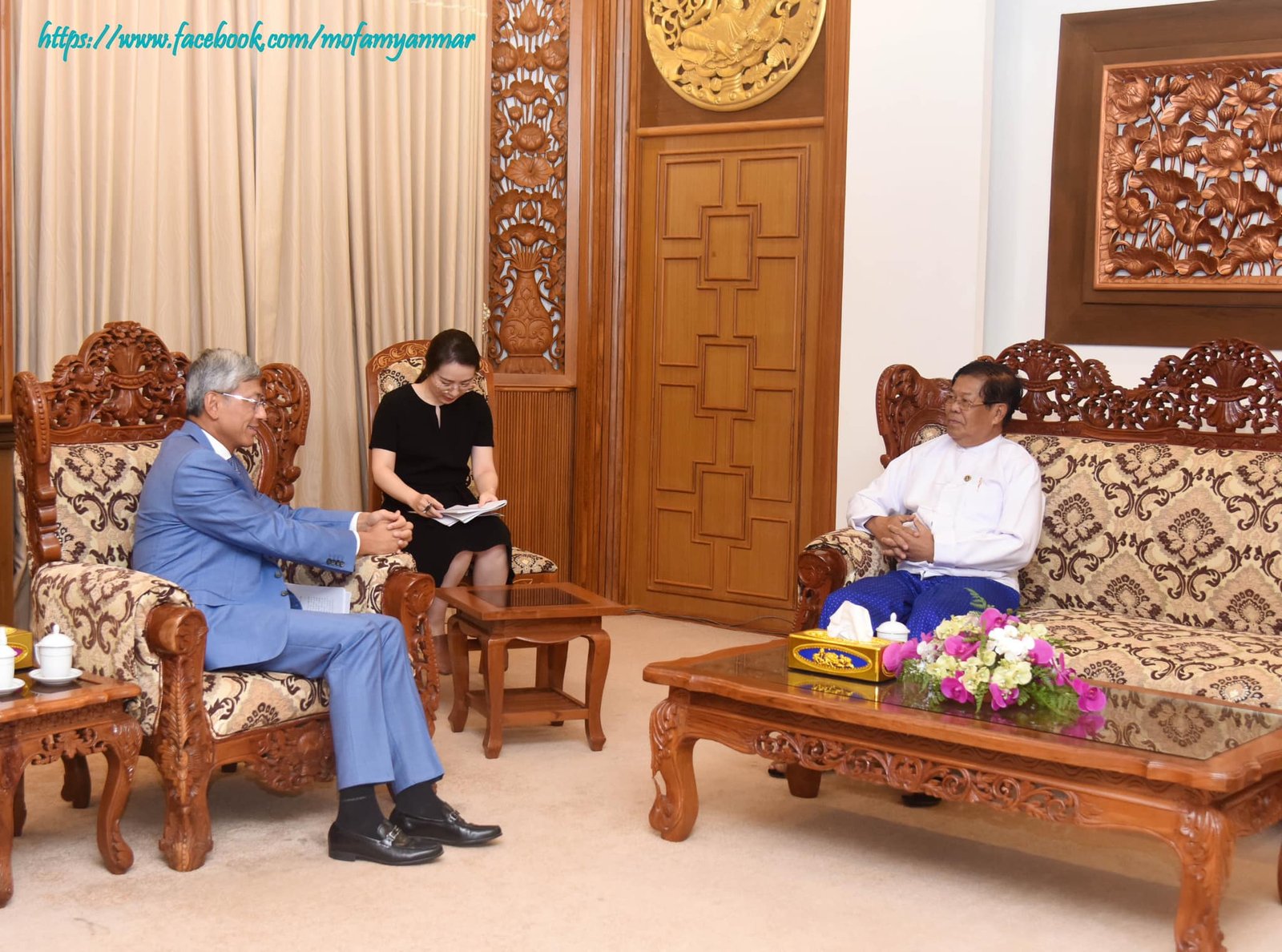 U Than Swe, Union Minister for Foreign Affairs of the Republic of the Union of Myanmar, received Mr. Chen Hai, Ambassador Extraordinary and Plenipotentiary of the People’s Republic of China to the Republic of the Union of Myanmar (23-3-2023)