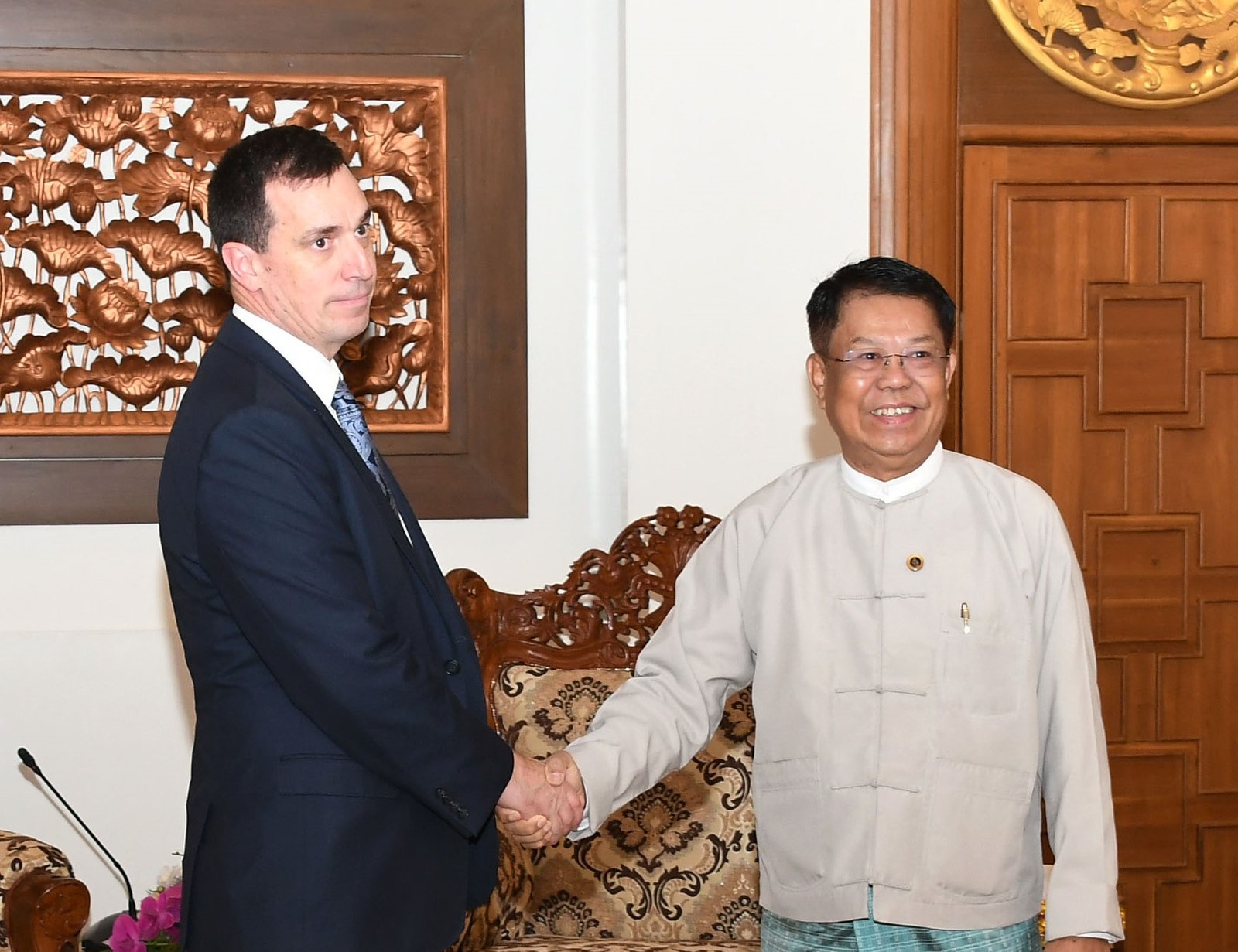 U Than Swe, Deputy Prime Minister and the Union Minister for Foreign Affairs receives UN Under-Secretary-General for Safety and Security Mr. Gilles Michaud(4-4- 2024)