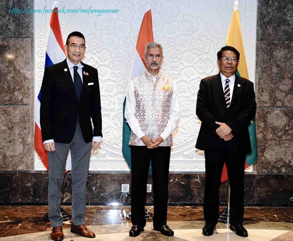 Deputy Prime Minister and Union Minister for Foreign Affairs U Than Swe participates in the “Myanmar-India-Thailand Trilateral Meeting” in New Delhi, India (11-7-2024, New Delhi)