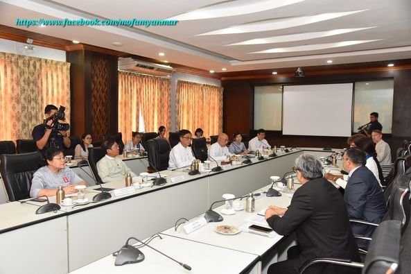 U Lwin Oo, Deputy Minister for Foreign Affairs receives the Delegation led by Ms. Edem Wosornu, Chair of EDG and Director for Operations and Advocacy Division at UNOCHA (27-8-2024)